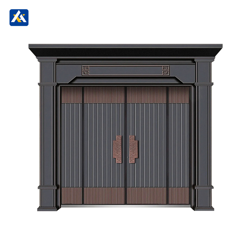 Custom Copper Paint Cast Aluminum Door Tank Design Security Front Door Postmodern Design Waterproof Feature for Luxury House