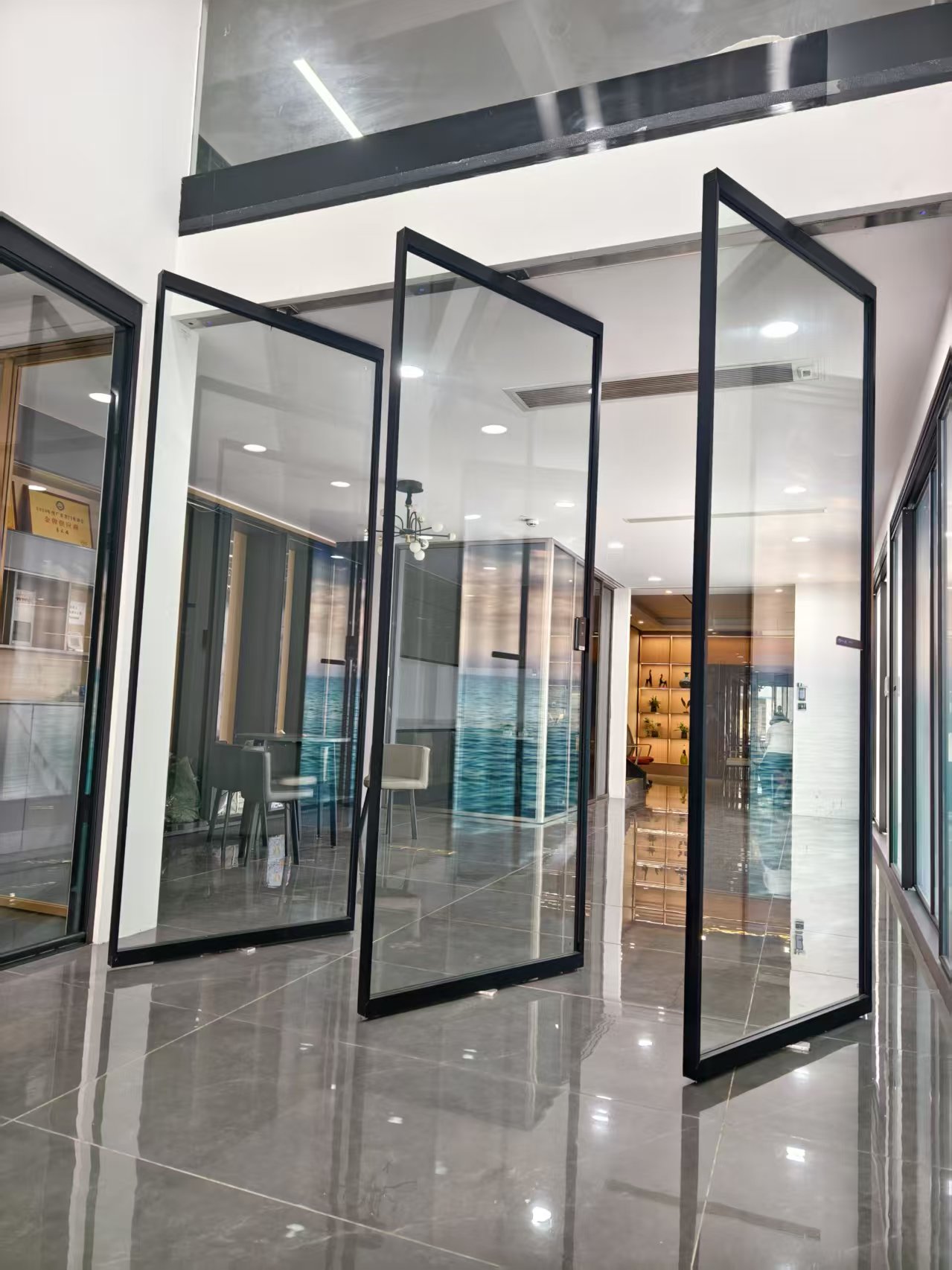 Premium Commercial Pivot Door with Customizable Smart Glass Front Door Electric Pivot Door