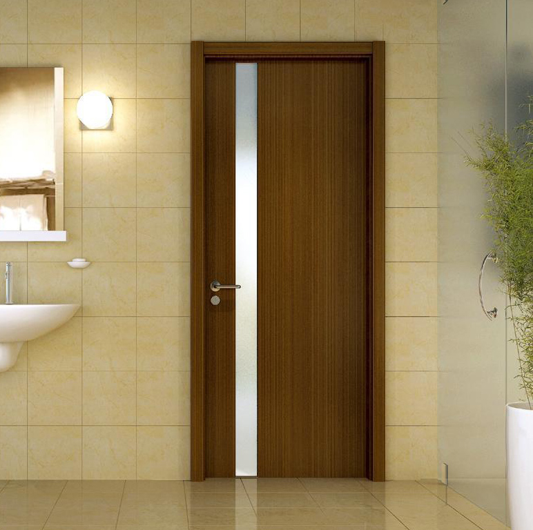 Hot Sale Engineered Veneer Entrance Wood Door Flush Wood Doors With Glass Panel