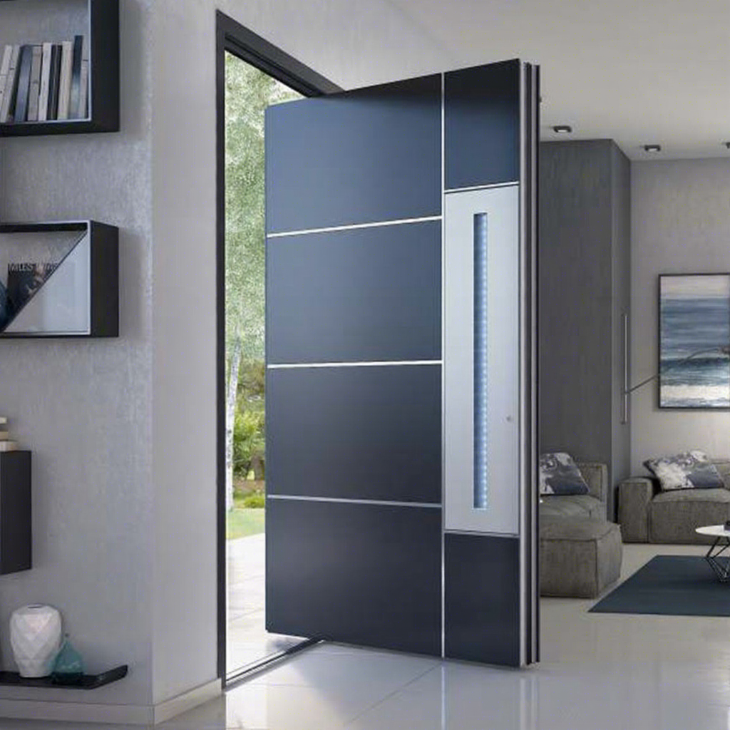 Modern Entrance Door Porte Metal Aluminum Glass Pivot Front Security Door Waterproof Thermal Insulation Porte Acier for Villa
