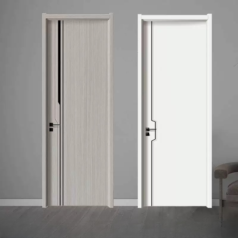 China Factory 100% Water Proof Wooden Hotel House Apartment Hotel Bedroom Bathroom Wood Plastic MDF Plain Prehung PVC Interior Room WPC Frame Door