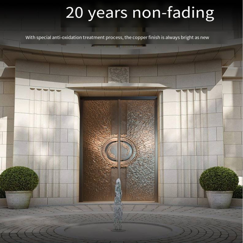 High-end Entry Door Luxury Copper Door Villa Anti-theft Smart Lock Automatic Pure Copper Double Entry Door