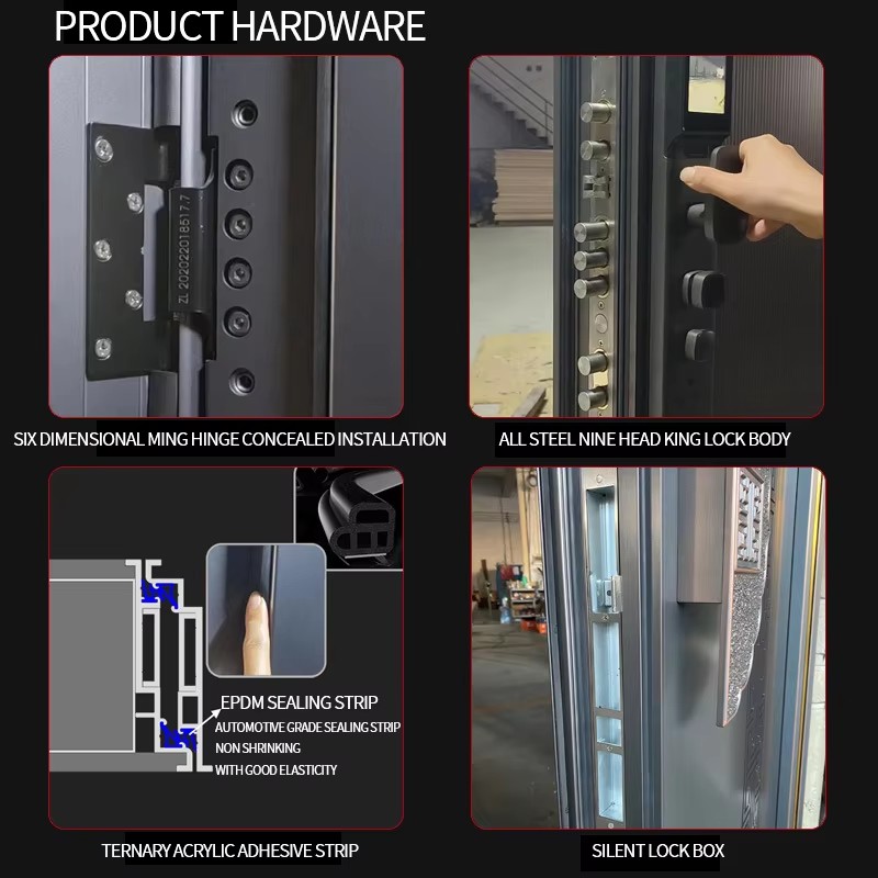 OEM/ODM Armored Exterior AutomaticFactory Custom Size Fire Rated Security Door Design for Villa