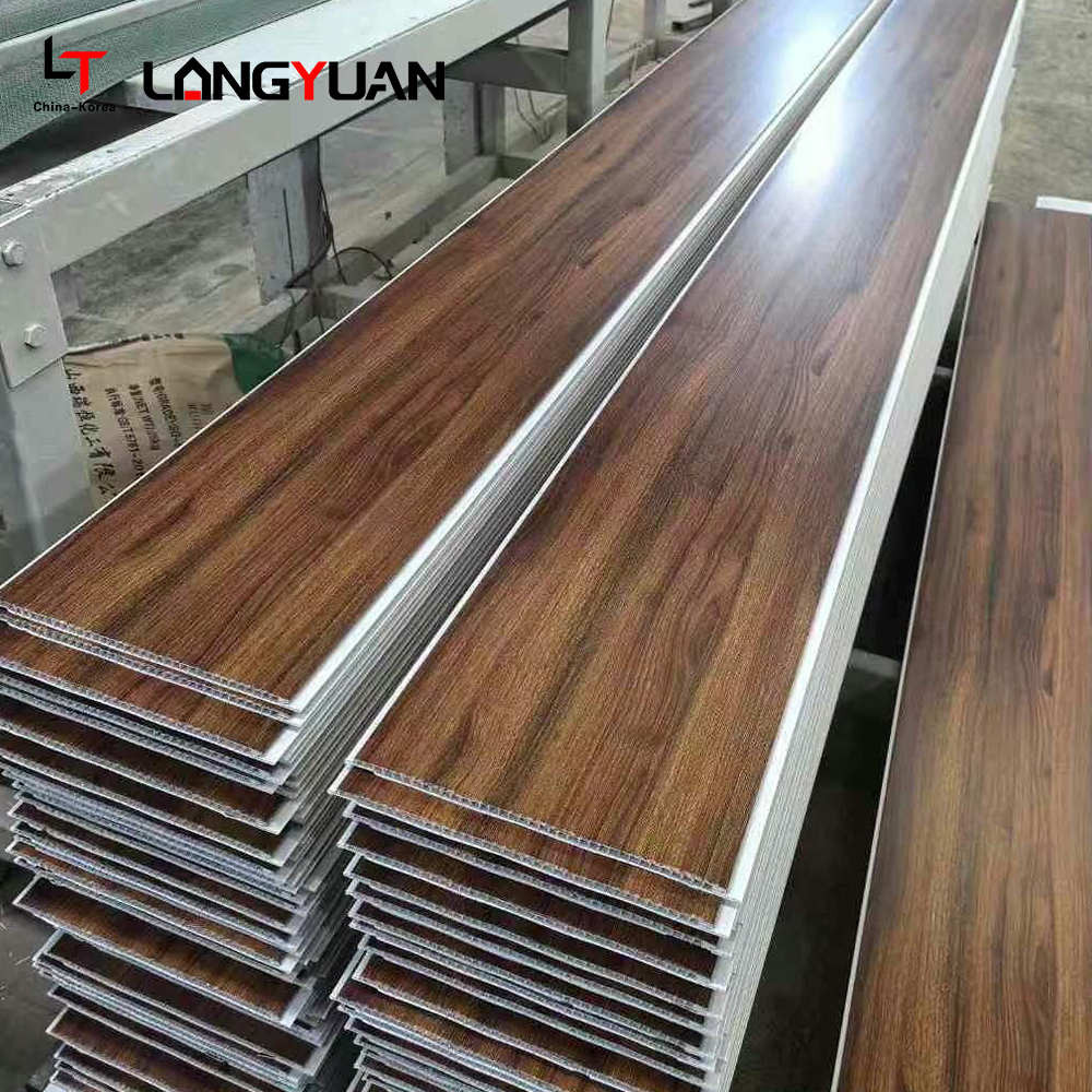 Wood Grain PVC Ceiling Panel 6-10 Mm WPC Board Strip For Interior Decoration 20/25/30 Cm Width Fireproof Waterproof