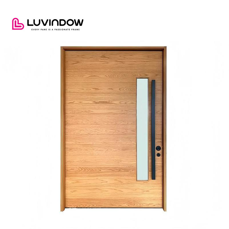 Main Entrance Interior Large Front Door Low-E Glass Single Exterior Aluminum Modern Front Entry Wooden Pivot Door