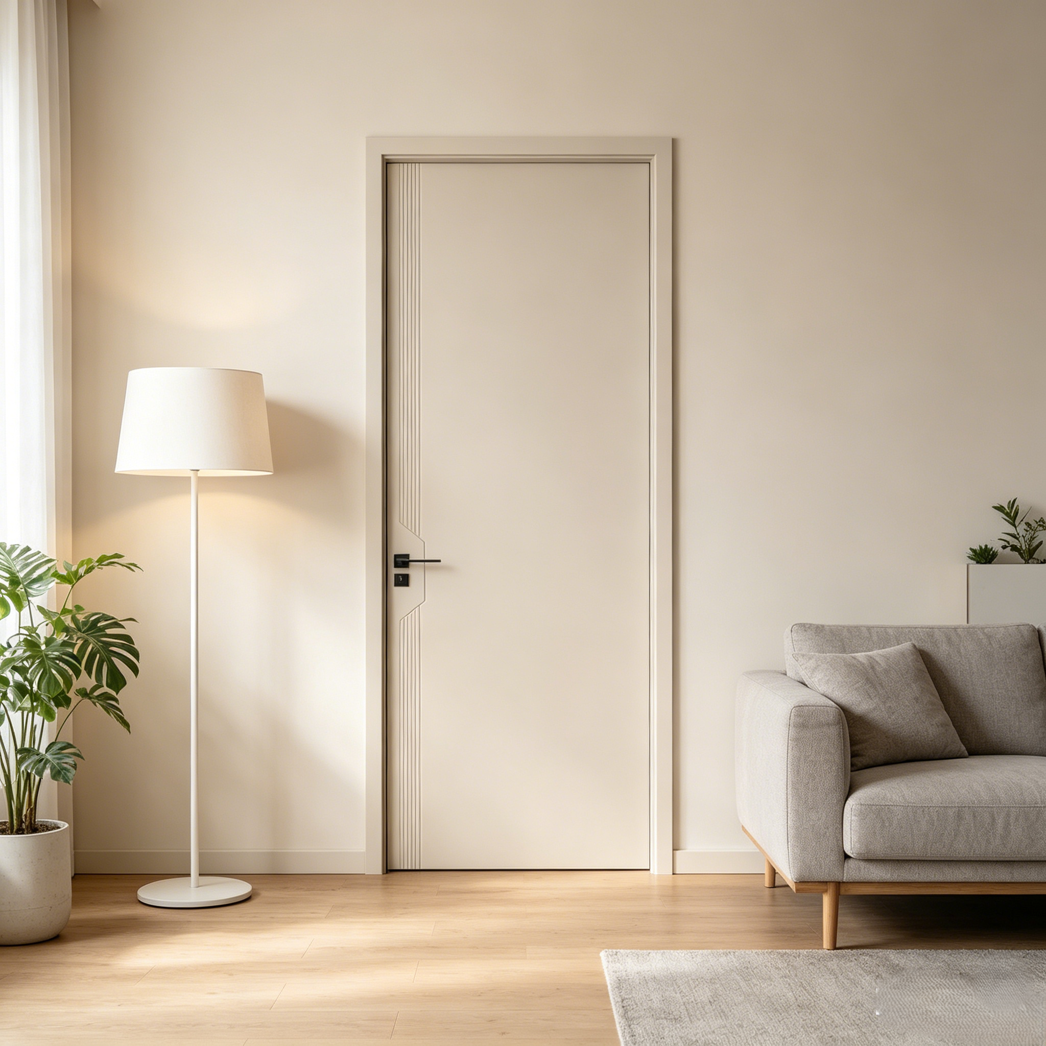 Minimalist Flat Wooden Door Factory Made Modern Interior Swing Door For Bedroom Hotel &amp; Homestay Projects