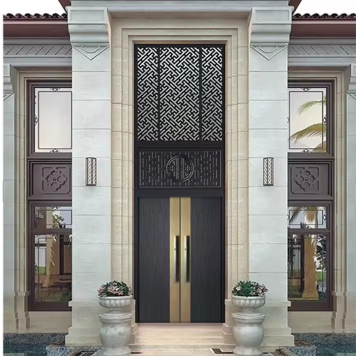 Modern Stainless Steel Fireproof and Bulletproof Metal Door Outdoor Entry Front Door Design for Home Escape Door