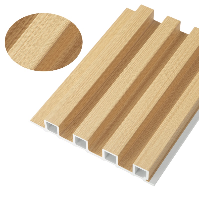 Wooden Grain WPC Wall Decor Panel PVC Wpc Wall Cladding For Interior Fluted Panel For Bedroom Workshop Application Plastic
