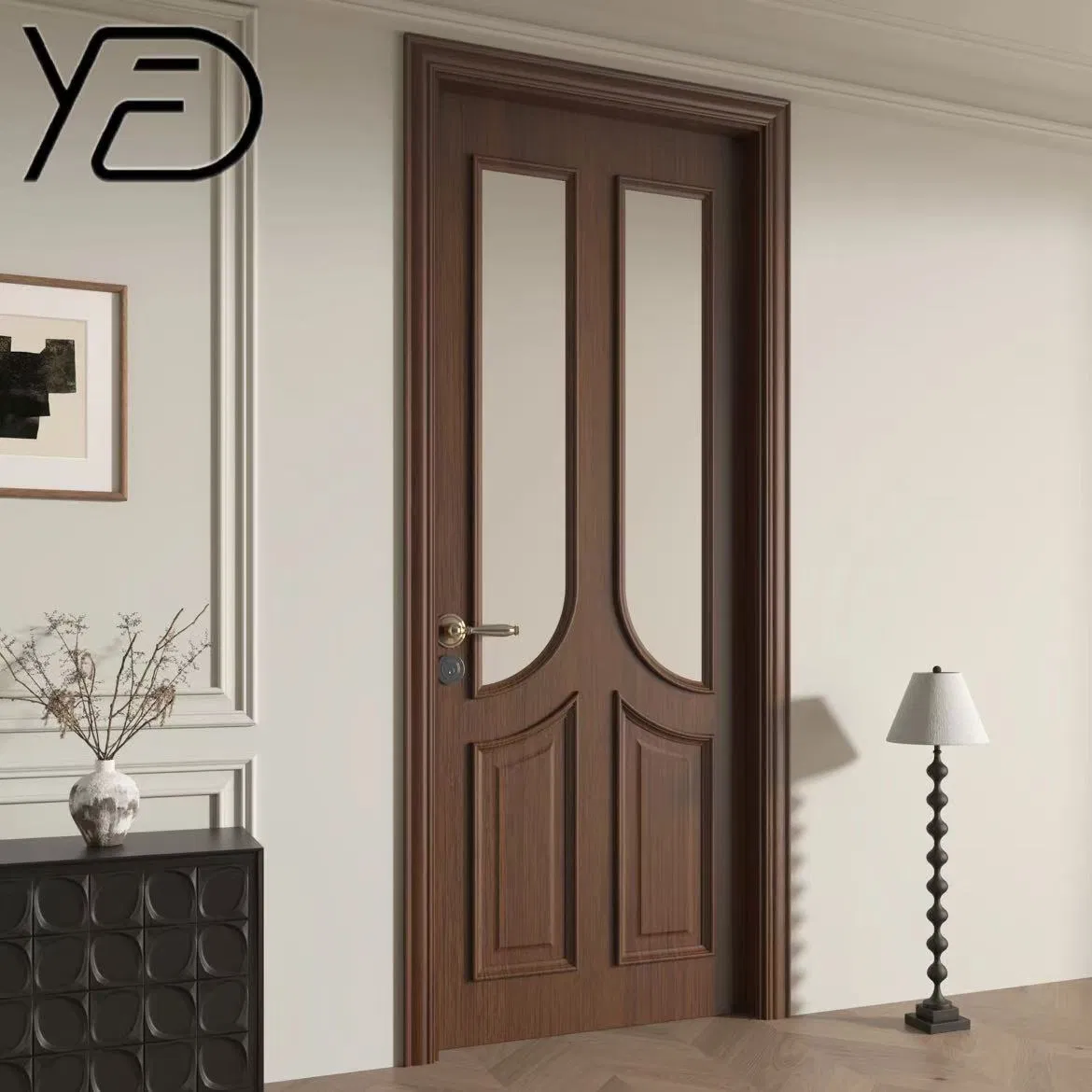 Premium PVC Glass Solid Wood Entrance Home Furniture MDF PVC Timber Interior Wooden Door for Modern Homes Kitchen Bathroom