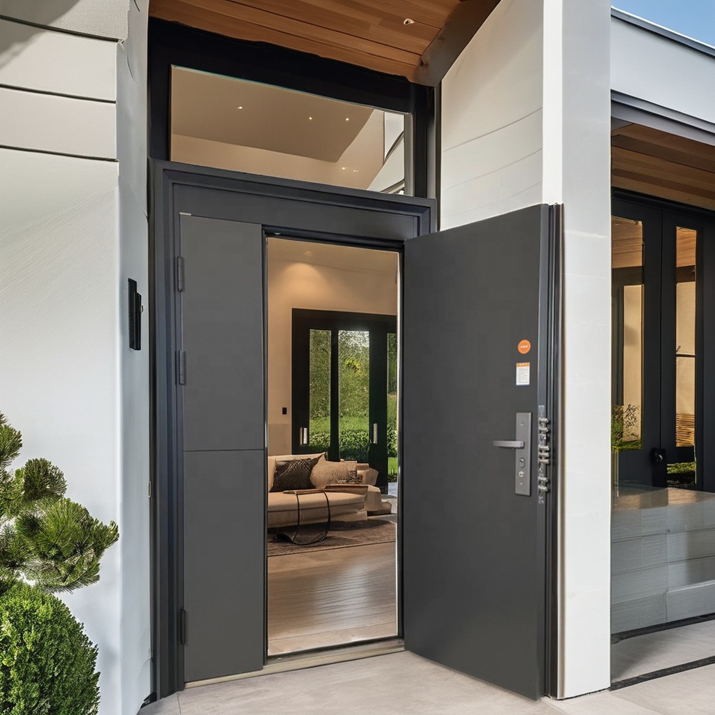 Modern Design Stainless Steel Armored Security Door Front Entry Soundproof for Villas and Hotels Finished Surface From China