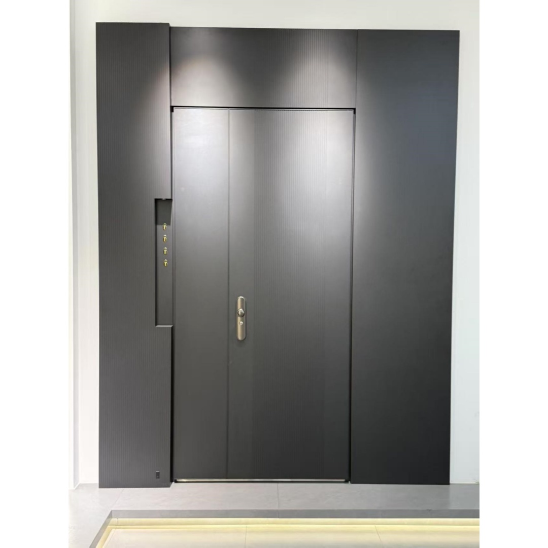 Modern Mirror Panel Entrance Pivot Armored Door Factory Shipment