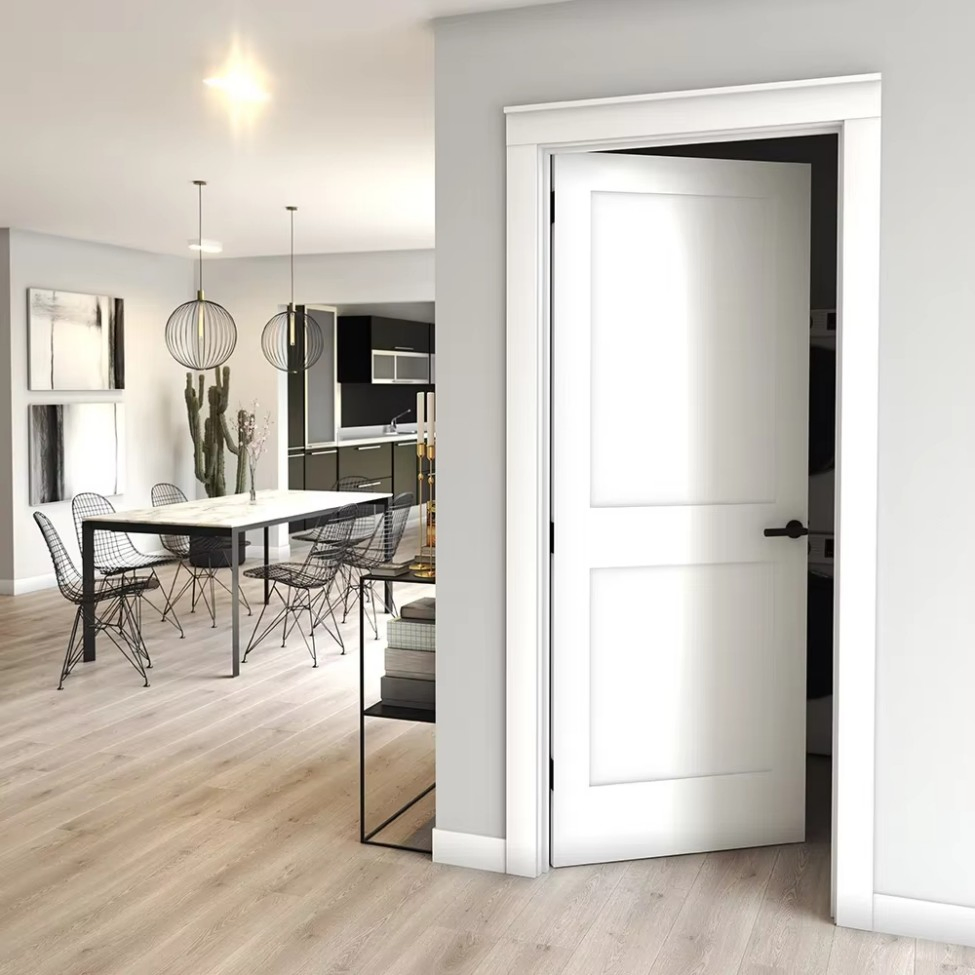 Wholesale Modern Flush Panel Solid Wood WPC PVC MDF Wood Bedroom Soundproof Wooden Interior Room Door for House