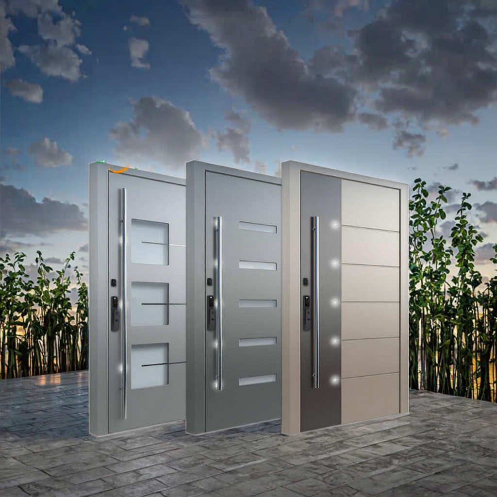 Modern Anti-Theft Security Pivot Door Single Aluminum Alloy Entrance Steel Gate for House Hotel or Villa