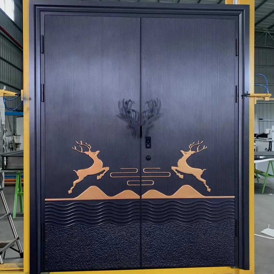 Modern Heavy Duty Large Wood Grain Aluminum Long Square Handle Front Entry Pivot Door