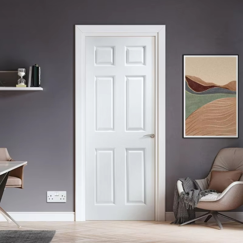 Wholesale Modern Flush Panel Solid Wood WPC PVC MDF Wood Bedroom Soundproof Wooden Interior Room Door for House