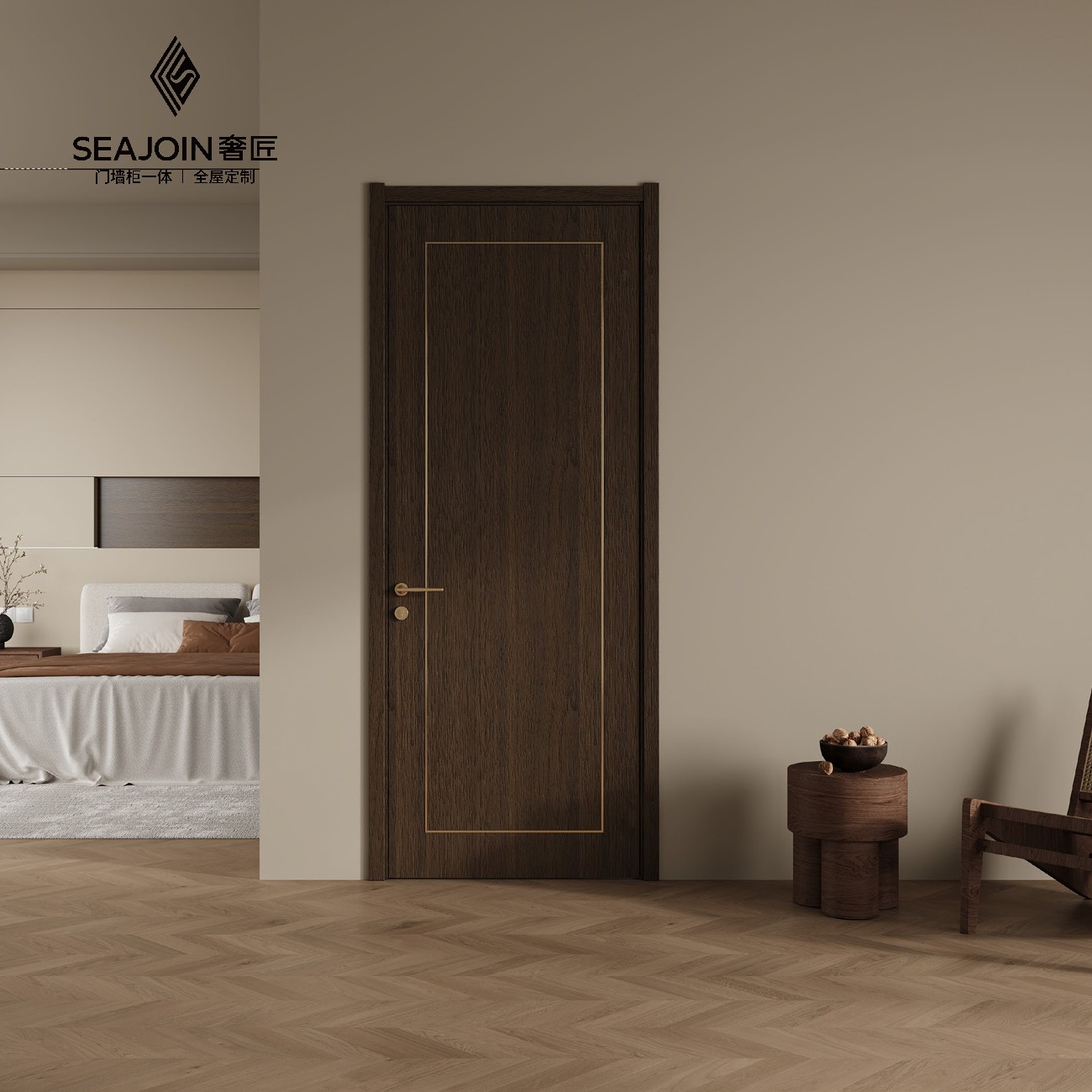 High STC Acoustic Soundproof Interior Door Hotel Room Door Noise Proof Solid Core Wooden Door Commercial Project Use