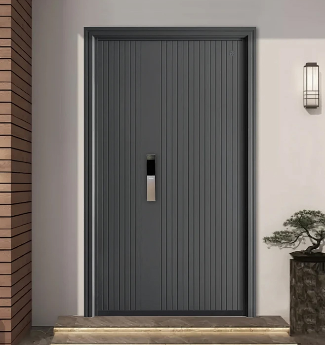 China Top Factory Modern American Design Entrance Exterior Bulletproof Security Metal Stainless Steel Front Pivot Door for Homes
