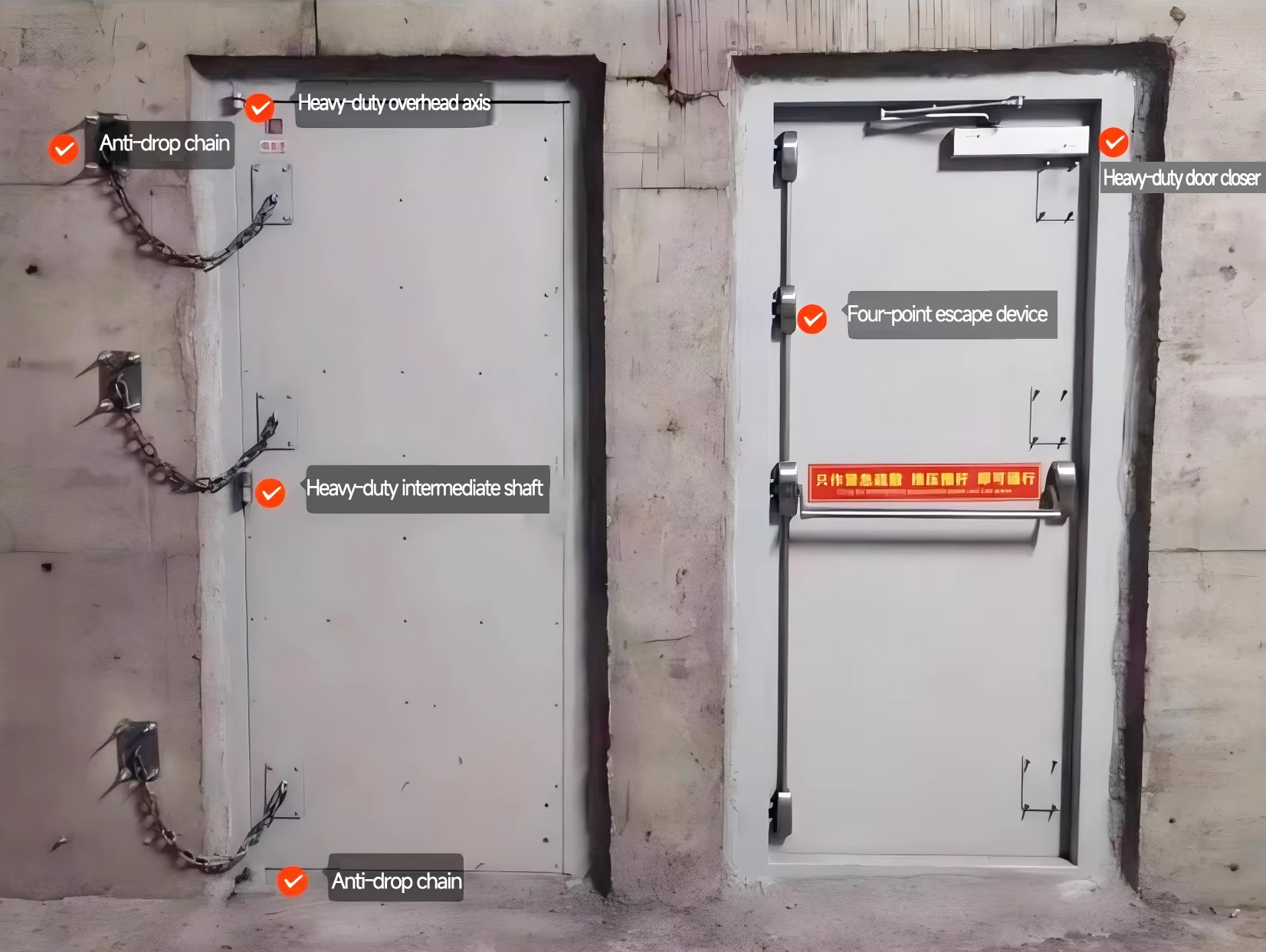 Yonking Exterior Fire Doors Waterproof Anti Hurricane Wind Resistant Steel Fire Rated Door For Subway Tunnel Airport