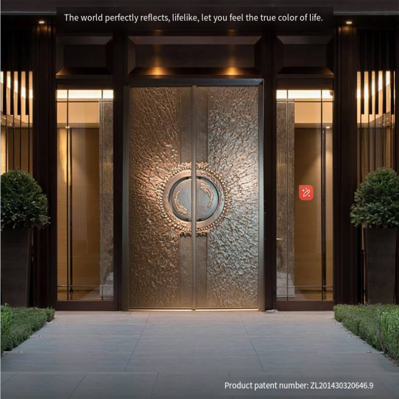High-end Entry Door Luxury Copper Door Villa Anti-theft Smart Lock Automatic Pure Copper Double Entry Door
