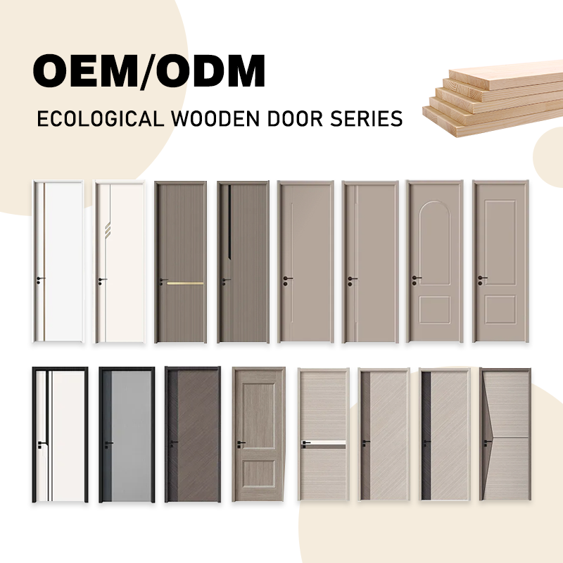 Natural Wood Veneer MDF Interior Door For Bedroom Living Room Modern Simple Design Household Internal Wooden Door Factory