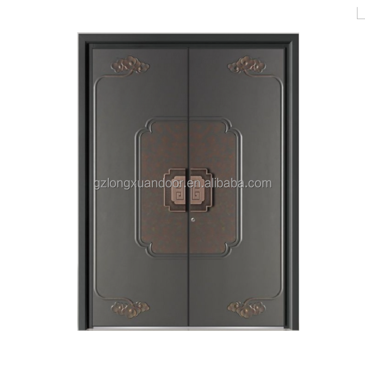 2025 Outdoor Security Door Copper Bulletproof Steel Plate Front for Villas Exterior Entry Door with Finished Surface