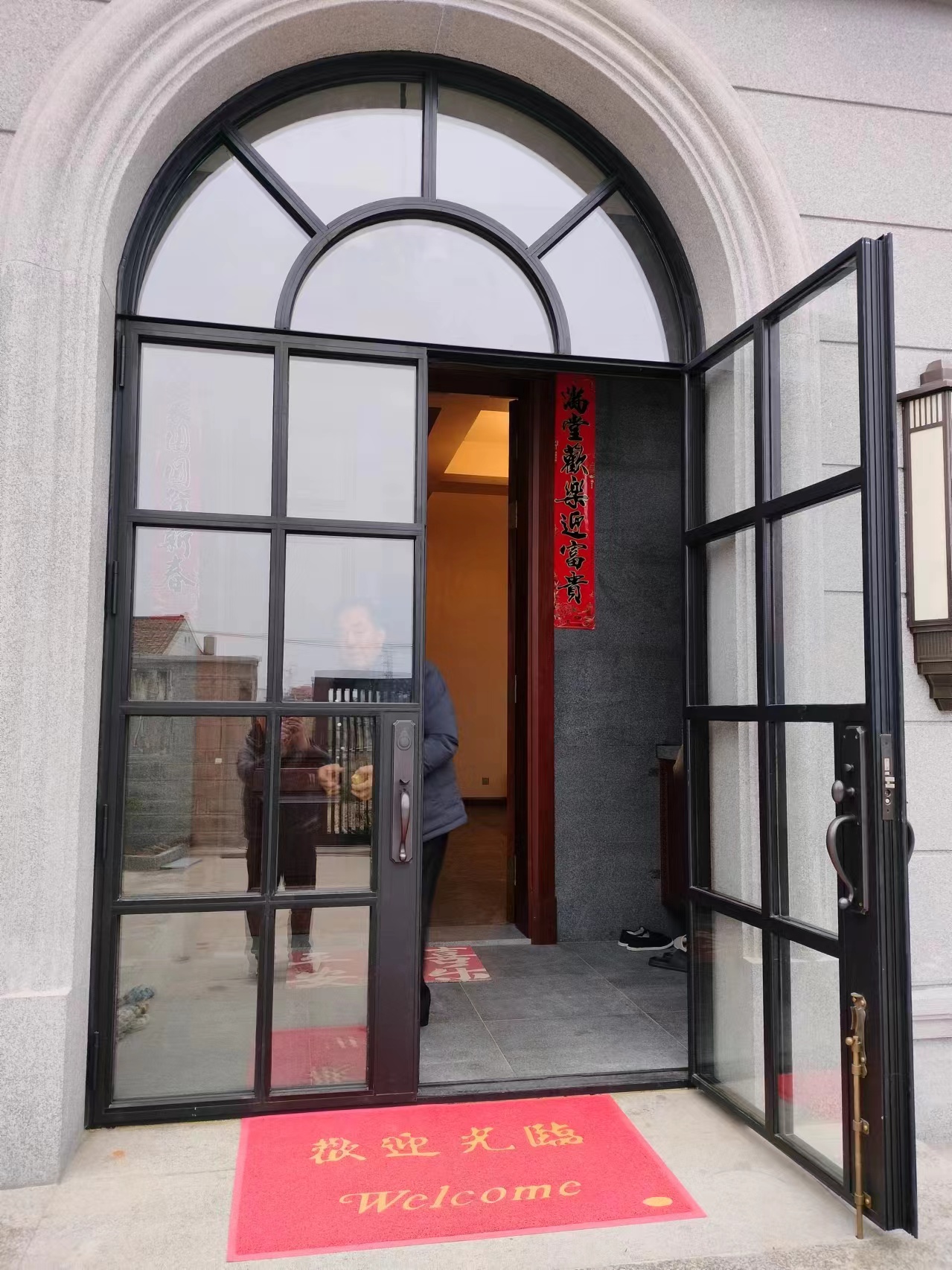 Pan Steel Factory Price Modern Luxury Main Entrance Steel Door with Double Tempered Glass for House Villa