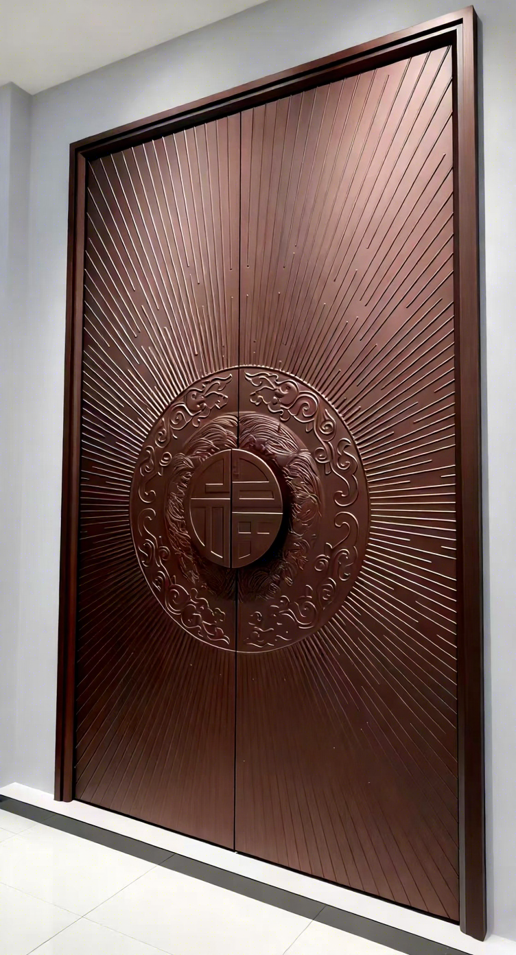 Extra Large Aluminum Pivot Entrance Door Custom Carved Design Modern Front Door with Smart Lock Option