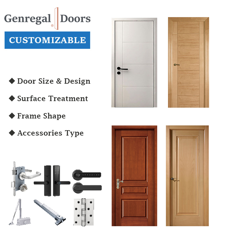 Customizable Walnut Painting Wooden Soundproof Door for Bedrooms Waterproof Contemporary Design Finished for Apartment Room