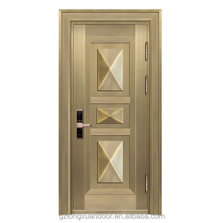 2025 Outdoor Security Door Copper Bulletproof Steel Plate Front for Villas Exterior Entry Door with Finished Surface