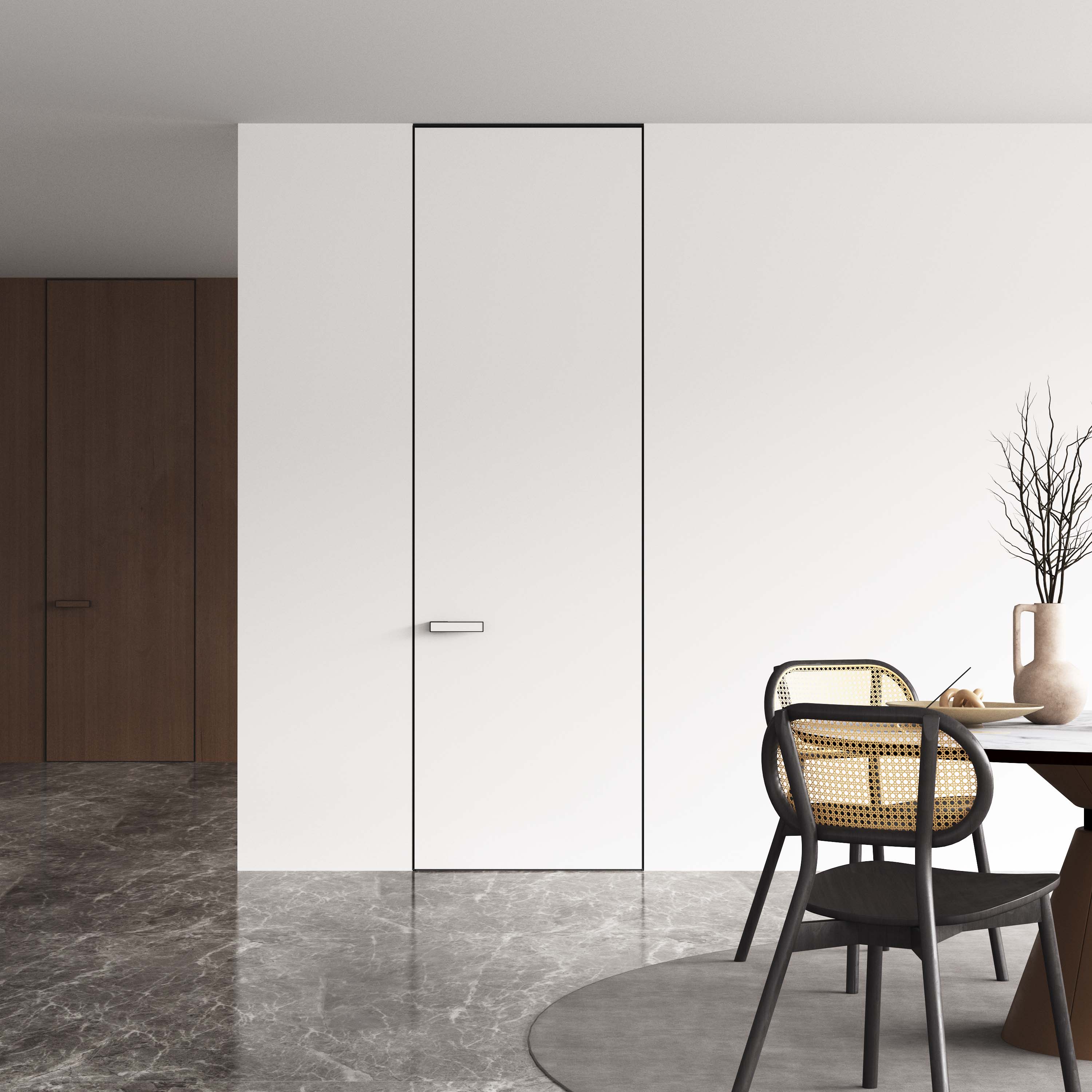 Modern Style Retro Classic Hidden Door High-Grade Aluminum And Wood Windproof Invisible Flush Interior Door Finished Surface