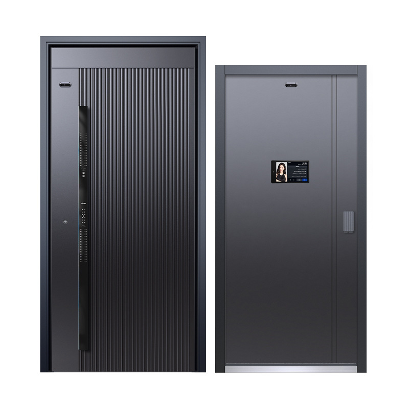 Intelligent Carved Aluminum Armored Security Door Anti-Theft Postmodern Design Side Opening for Villa Entrance