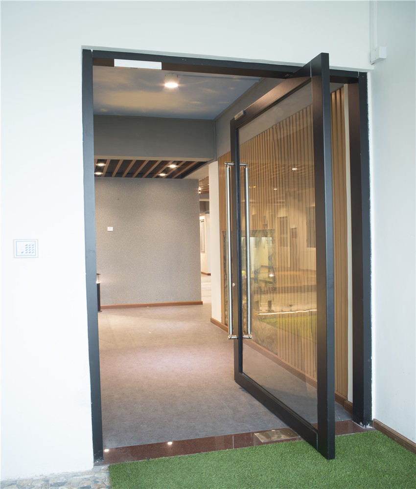 Florida Miami-Dade Approved NFRC North American Style Big Panel Tempered Glass Aluminium Modern Entry Front Pivot Doors