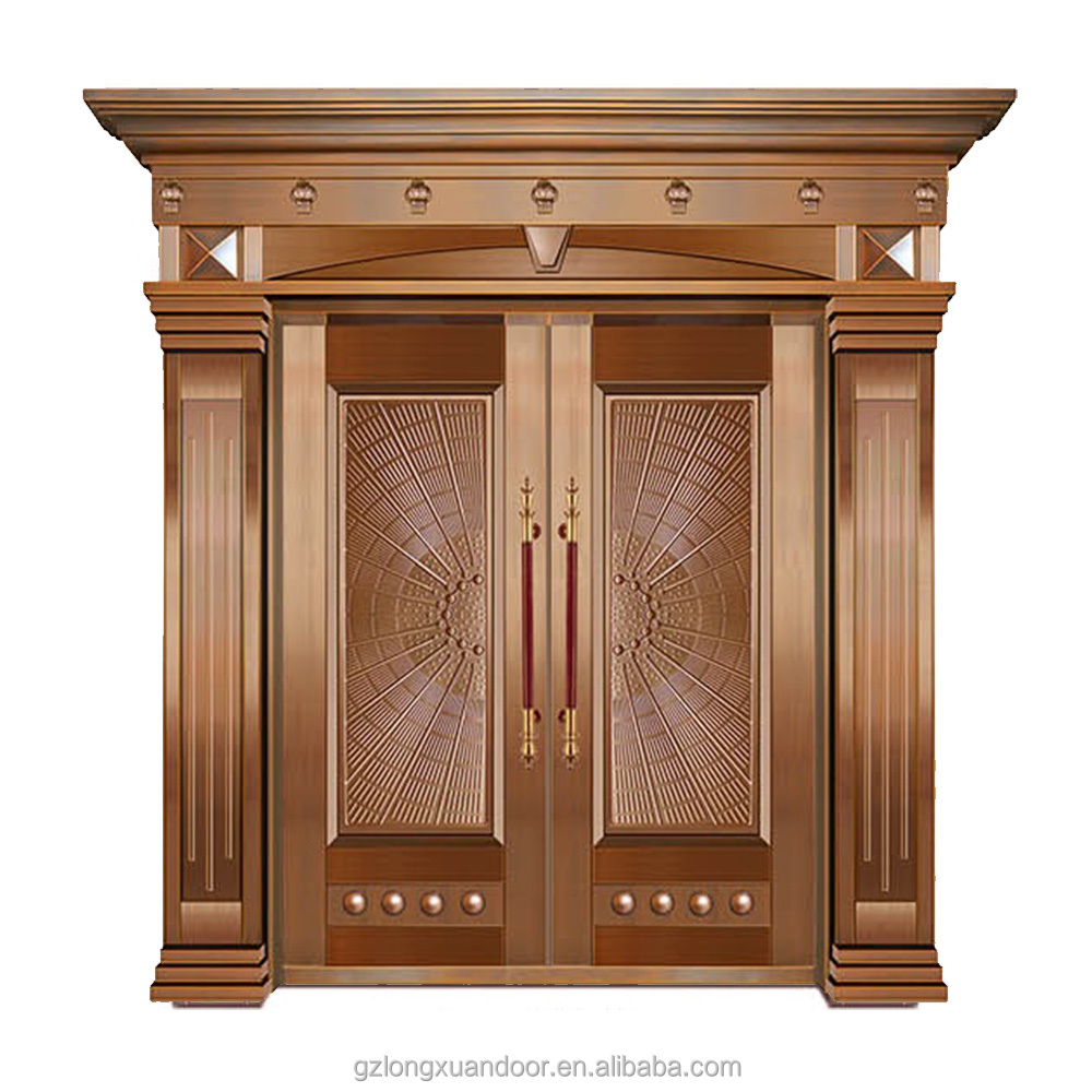 2025 Outdoor Security Door Copper Bulletproof Steel Plate Front for Villas Exterior Entry Door with Finished Surface