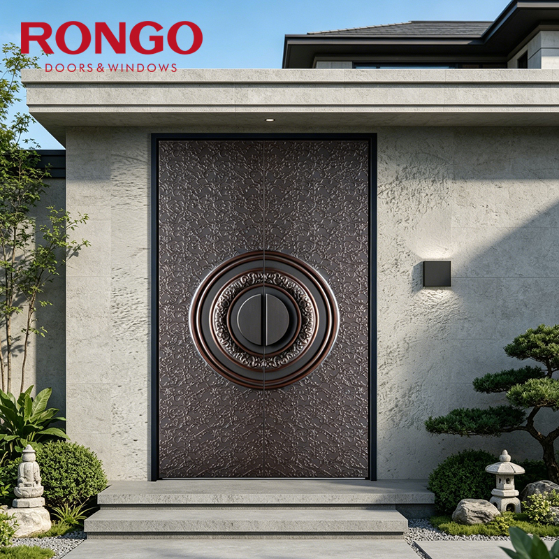 Factory Villa Good Price Custom Luxury Style Exterior Houses Frame Security Aluminum Alloy Entry Door for House Hotel Use