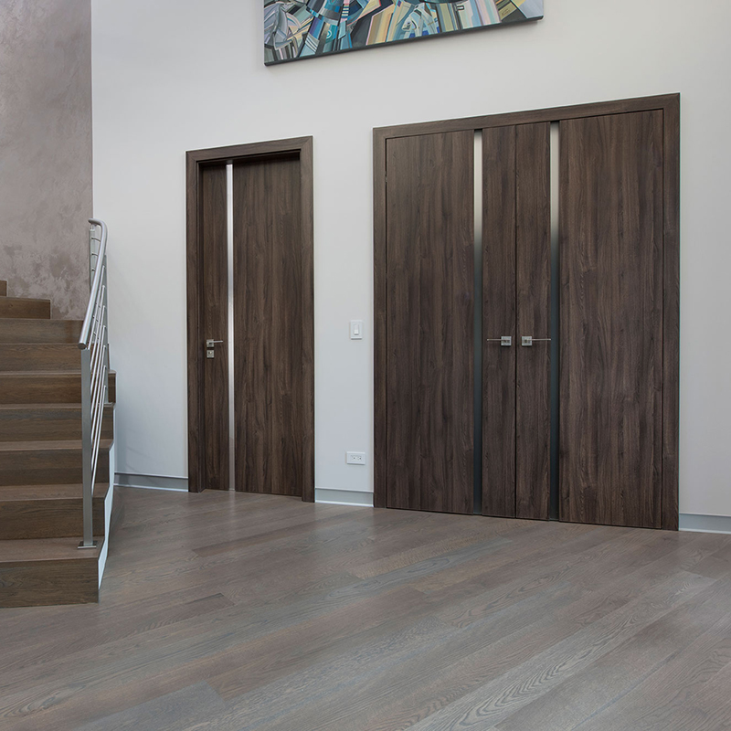 Hot Sale Engineered Veneer Entrance Wood Door Flush Wood Doors With Glass Panel