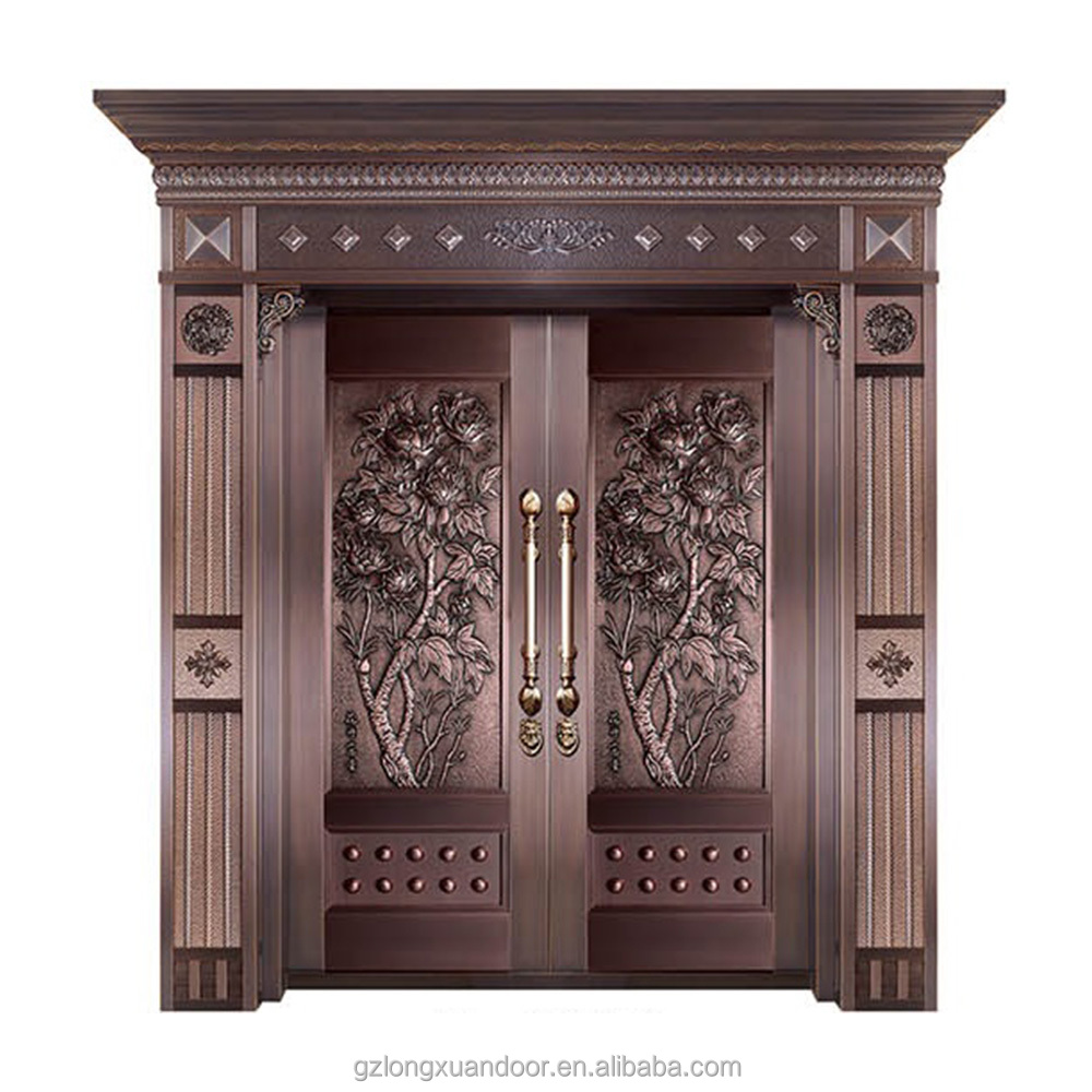 2025 Outdoor Security Door Copper Bulletproof Steel Plate Front for Villas Exterior Entry Door with Finished Surface