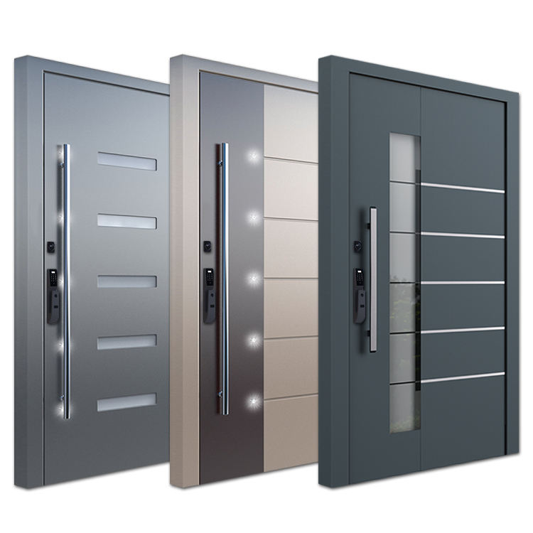Custom Exterior Pivot Door Luxury Security Aluminum Entrance Door Modern Security Antitheft Home Front Entry Door