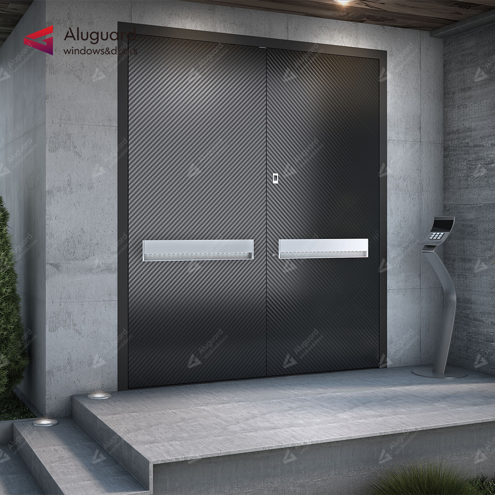 Villa Luxury House Exterior Double Entrance Front Door Smart Lock Wrought Iron Steel Door Price