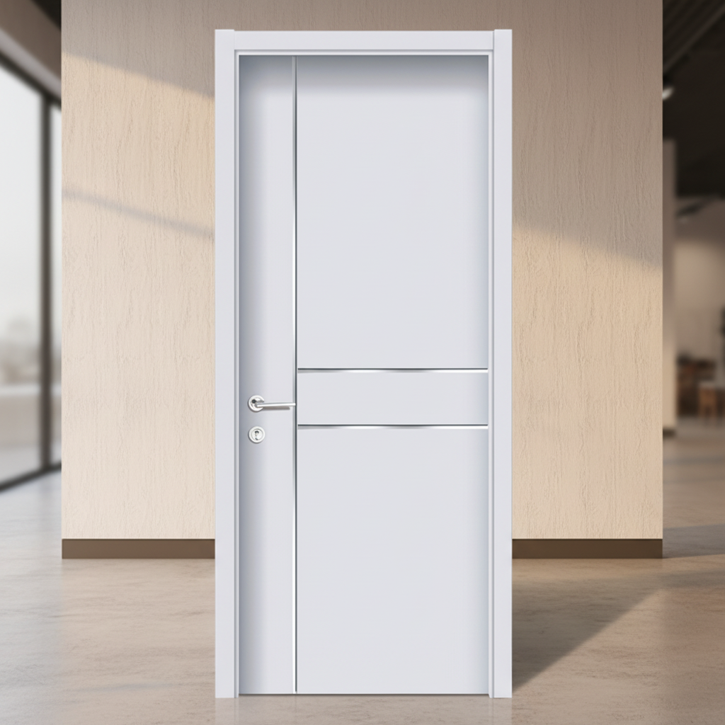 Jiuyixing Modern PVC Skin Veneer Sliding Flat Door Wpc Frame and Door Lightweight Cheap Price for Apartment