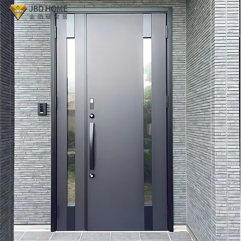 Italy Design Modern Stainless Steel Security Door Fire Rated Armored Anti Theft Waterproof Frosted Front Door For Villa