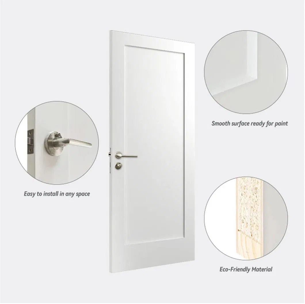 Modern Prehung 5 Panel Wood White Painted Solid Core Shaker Interior Door