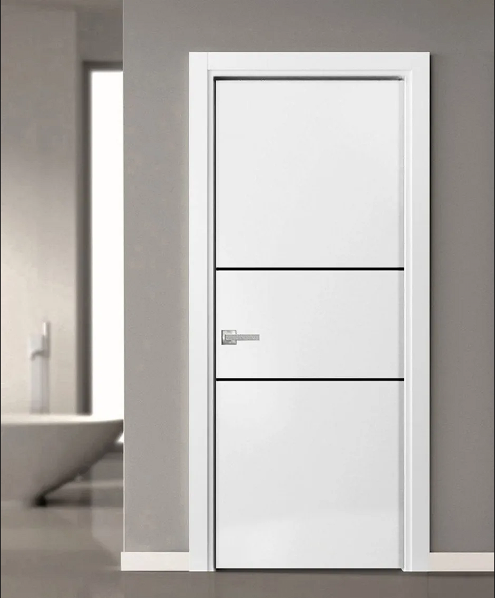 Minimalist Household Internal WPC MDF Wood Doors Natural Wood Veneered Flush Door for Bedroom Bathroom PVC Interior Laminate