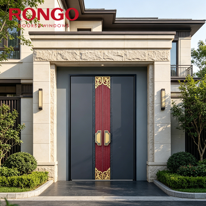 Factory Villa Good Price Custom Luxury Style Exterior Houses Frame Security Aluminum Alloy Entry Door for House Hotel Use