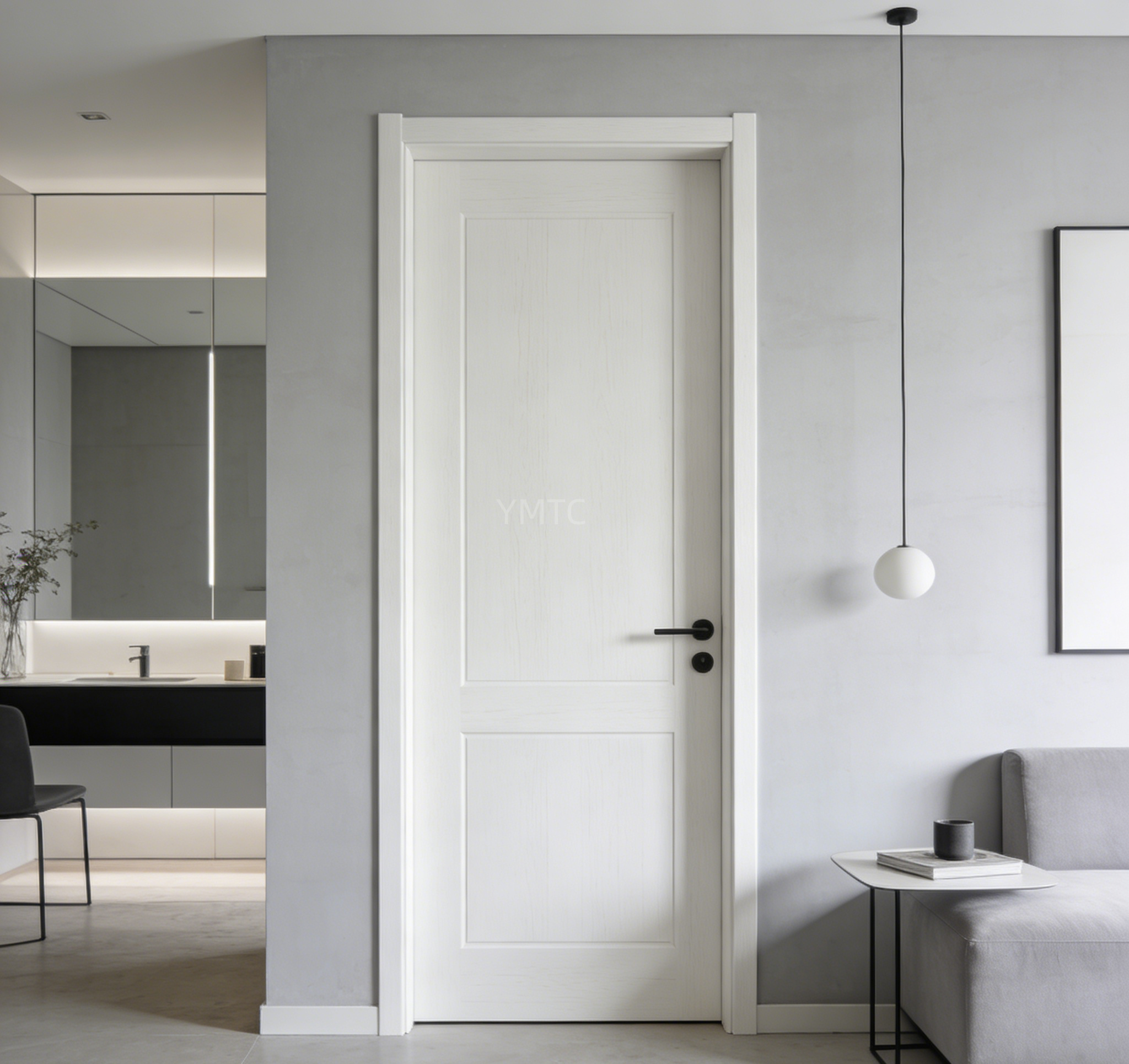 Eco-Friendly White Primer MDF Wood Interior Room Door Flush Door for Hotel