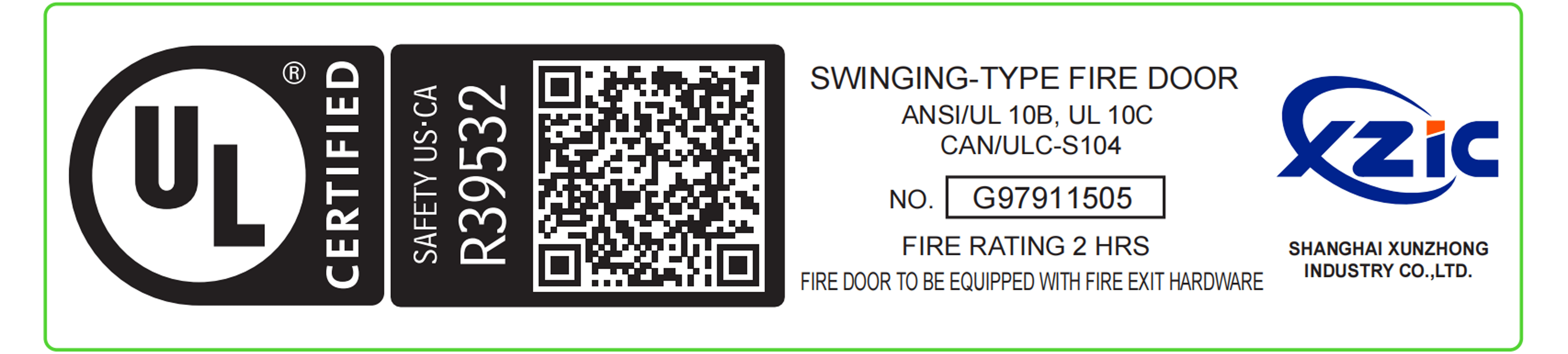 Steel fire door leaf 2 hours label