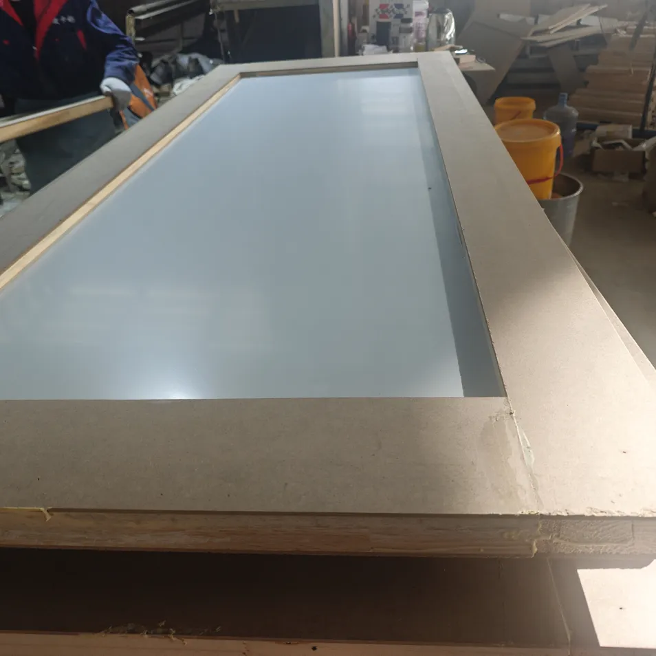 White Interior Solid Wood Soundproof Oak Paneling Door with Frosted Glass