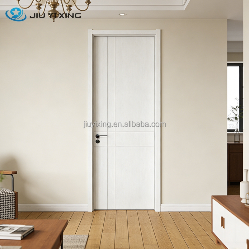 Jiuyixing Modern PVC Skin Veneer Sliding Flat Door Wpc Frame and Door Lightweight Cheap Price for Apartment