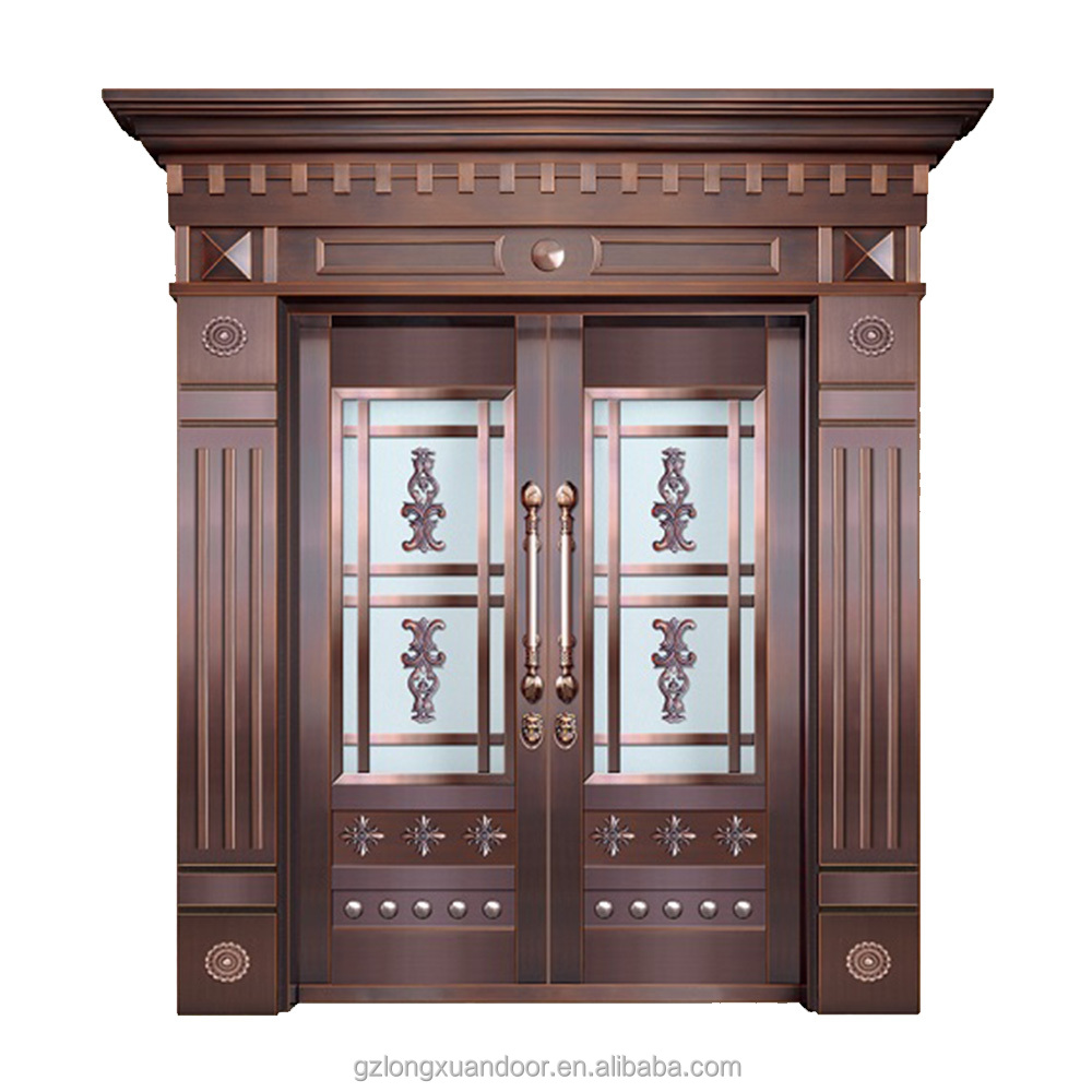 2025 Outdoor Security Door Copper Bulletproof Steel Plate Front for Villas Exterior Entry Door with Finished Surface