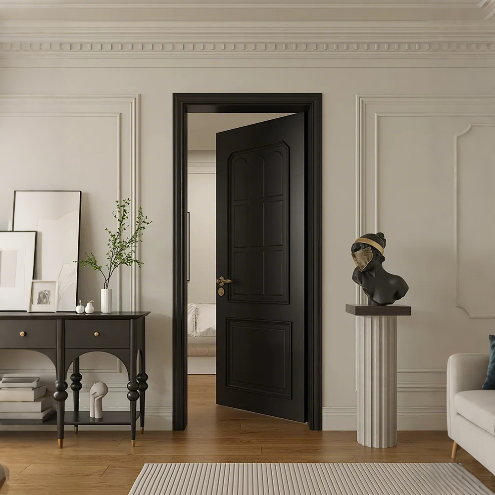 Residential Prehung Sound Insulation Modern Flush Design American Red Oak Veneer MDF Interior Solid Wood Door for Houses