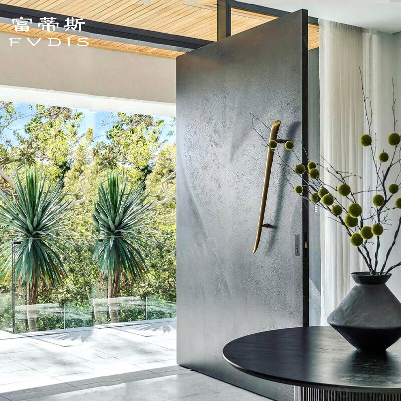 Off-axis Anti-Theft Villa Gate Entrance Door Central-Axis Pivot Postmodern Design Finely Carved Cast Aluminum 3-Year Warranty